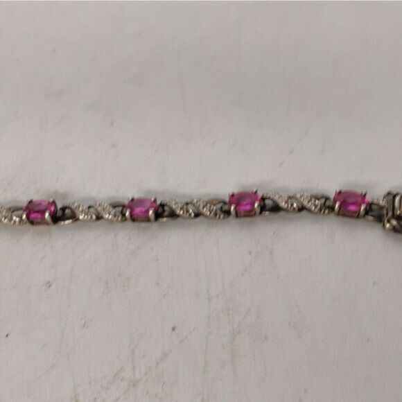 Beautiful vintage sterling silver‎ bracelet with pink tanzanite stones. - Picture 3 of 5